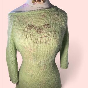 American-vintage Women's Green Knit Sweater Dress
